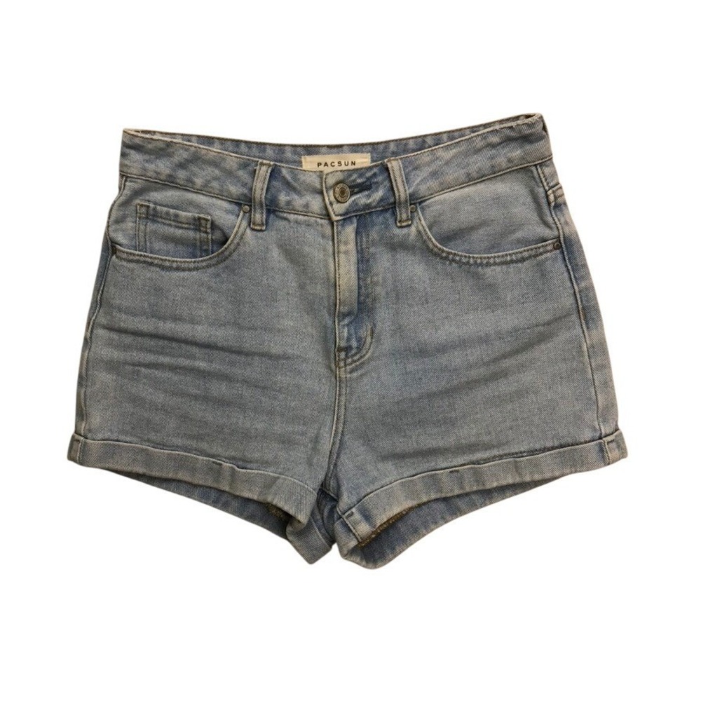 PacSun Mom Shorts Light Wash Denim‎ Cuffed High Waisted Size 25